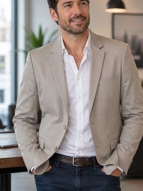 Zara Light Beige Casual Blazer - Classic Tailored Fit